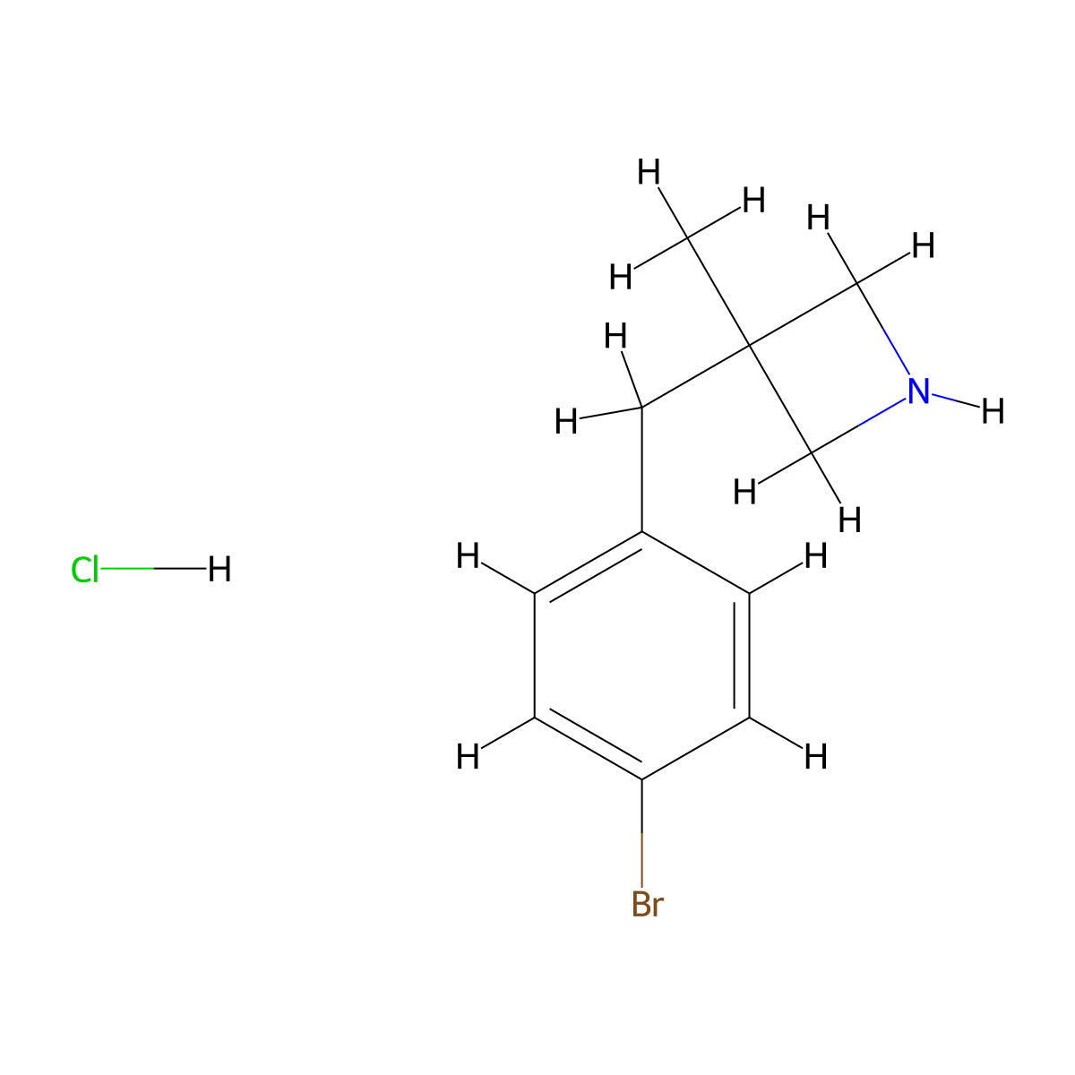 3-((4-Bromophenyl)methyl)-3-methylazetidine hydrochloride molecular structure, CAS 2503208-77-1