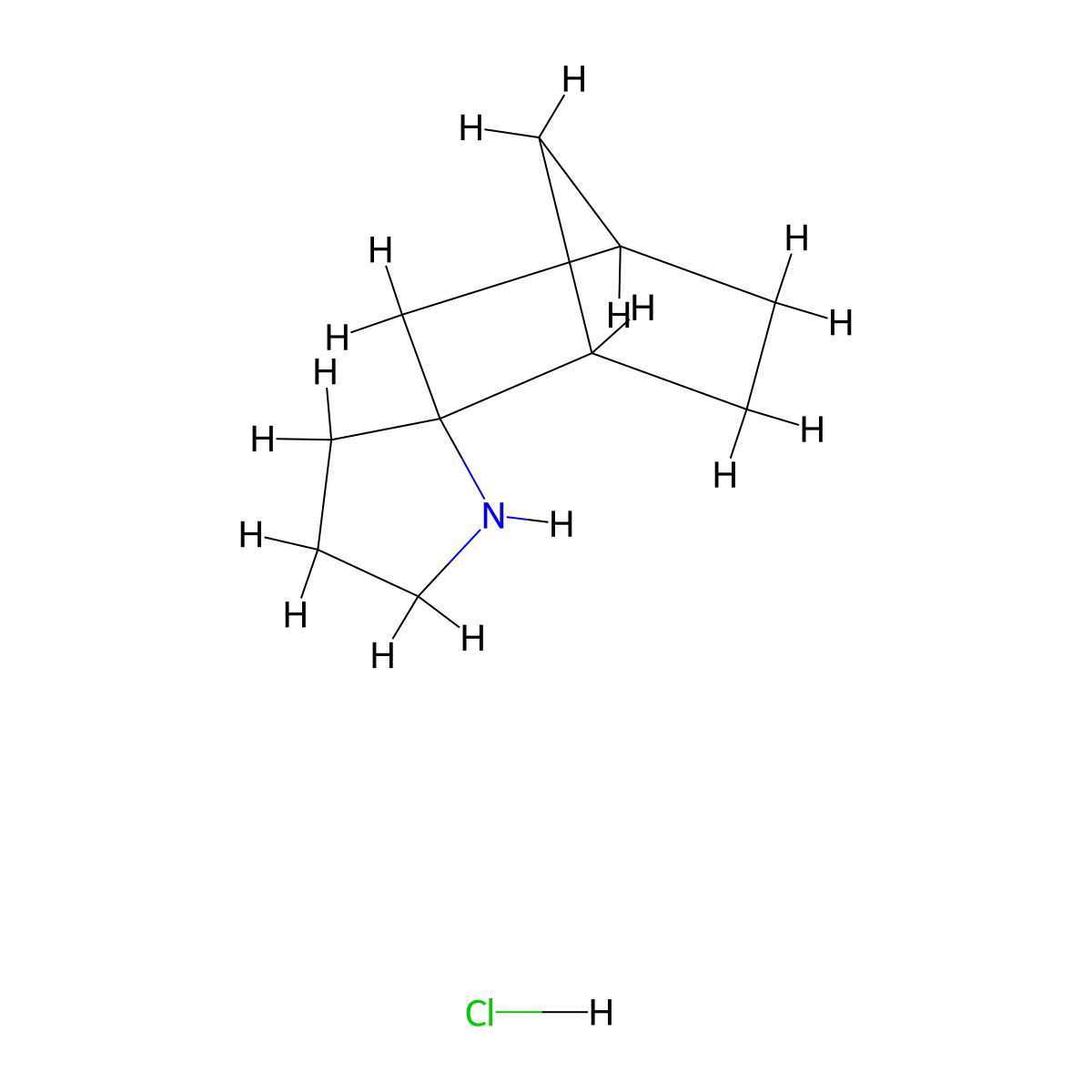 Spiro(bicyclo(2.2.1)heptane-2,2'-pyrrolidine) hydrochloride molecular structure, CAS 2503208-78-2