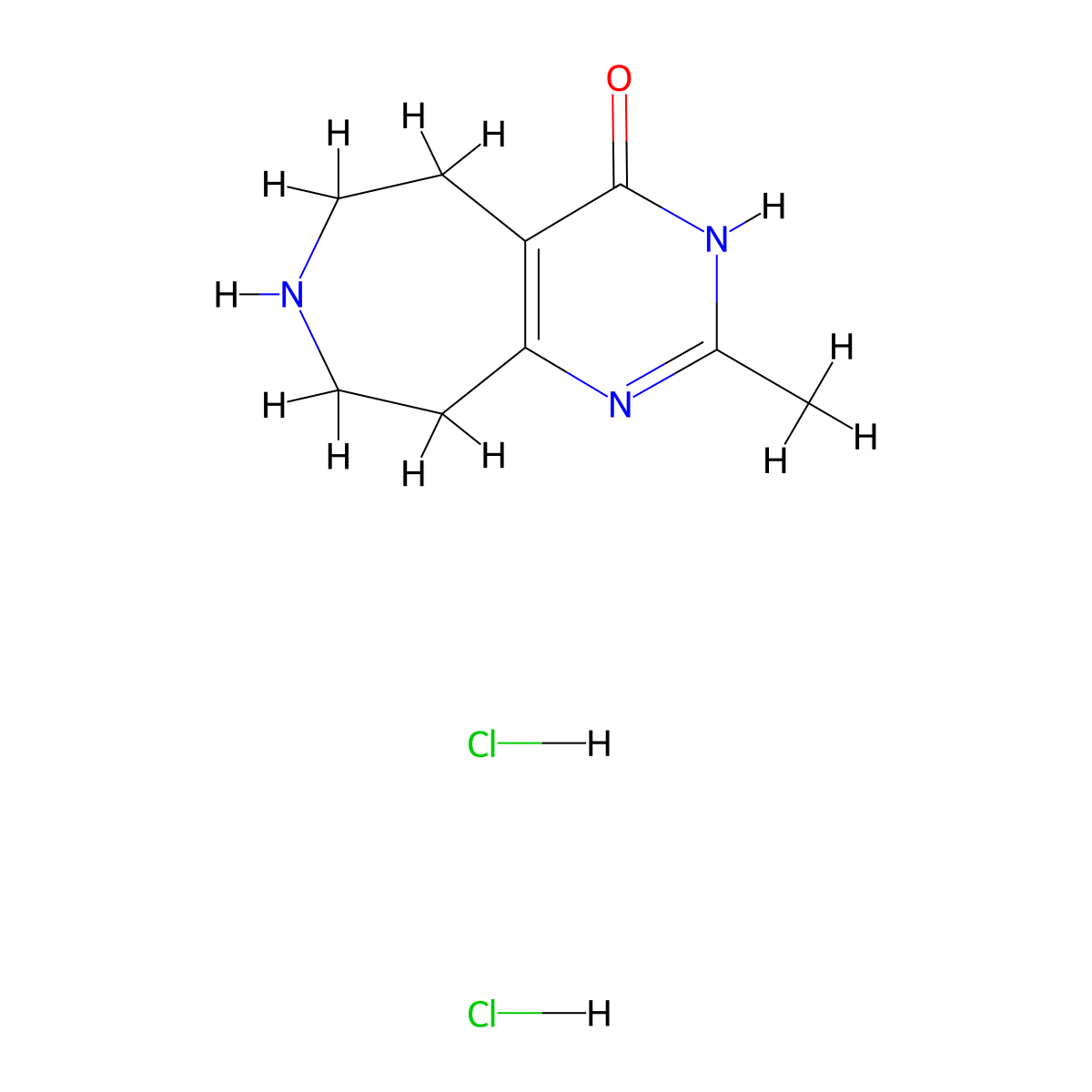 2-methyl-3H,4H,5H,6H,7H,8H,9H-pyrimido(4,5-d)azepin-4-one dihydrochloride molecular structure, CAS 2503208-87-3