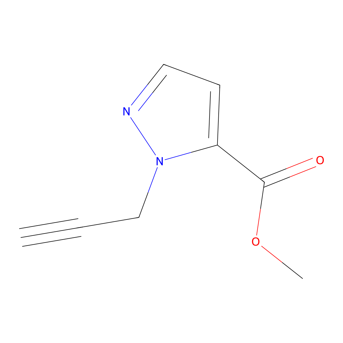 methyl 1-(prop-2-yn-1-yl)-1H-pyrazole-5-carboxylate molecular structure, CAS 2503208-88-4