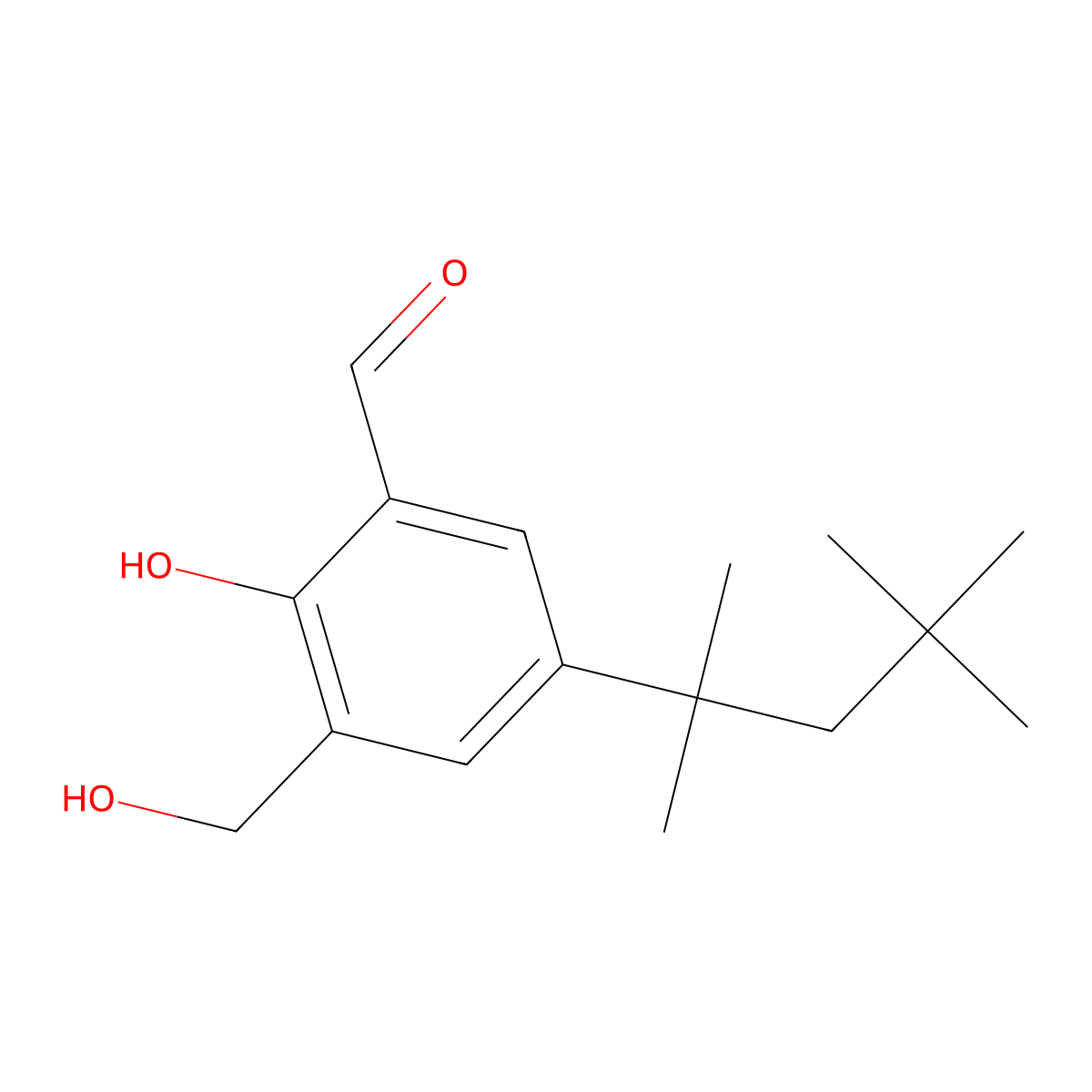 2-Hydroxy-3-(hydroxymethyl)-5-(2,4,4-trimethylpentan-2-yl)benzaldehyde molecular structure, CAS 2503208-91-9