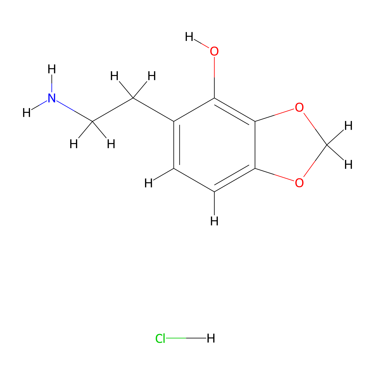 5-(2-Aminoethyl)-1,3-dioxaindan-4-ol hydrochloride molecular structure, CAS 2503208-93-1
