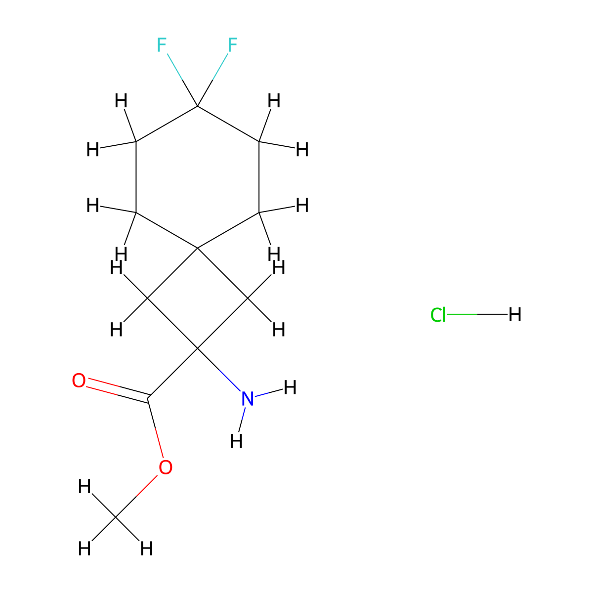 Methyl 2-amino-7,7-difluorospiro[3.5]nonane-2-carboxylate hydrochloride molecular structure, CAS 2503208-95-3