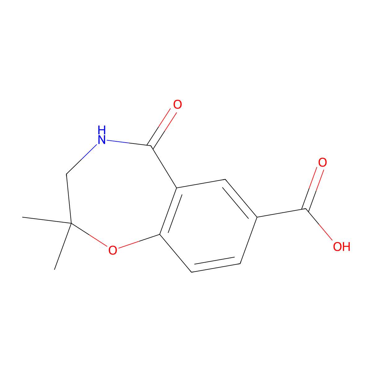 2,2-Dimethyl-5-oxo-2,3,4,5-tetrahydro-1,4-benzoxazepine-7-carboxylic acid molecular structure, CAS 2503209-06-9