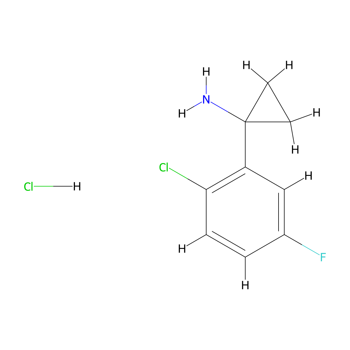1-(2-Chloro-5-fluorophenyl)cyclopropan-1-aminehydrochloride molecular structure, CAS 2503209-09-2