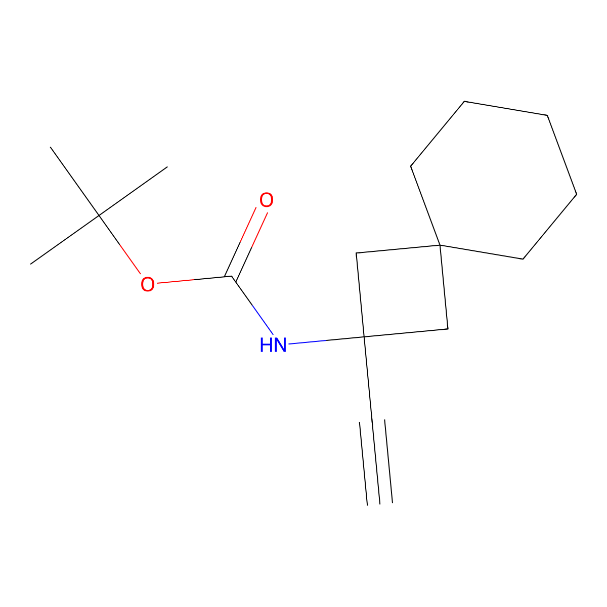 tert-butyl N-(2-ethynylspiro(3.5)nonan-2-yl)carbamate molecular structure, CAS 2503209-17-2