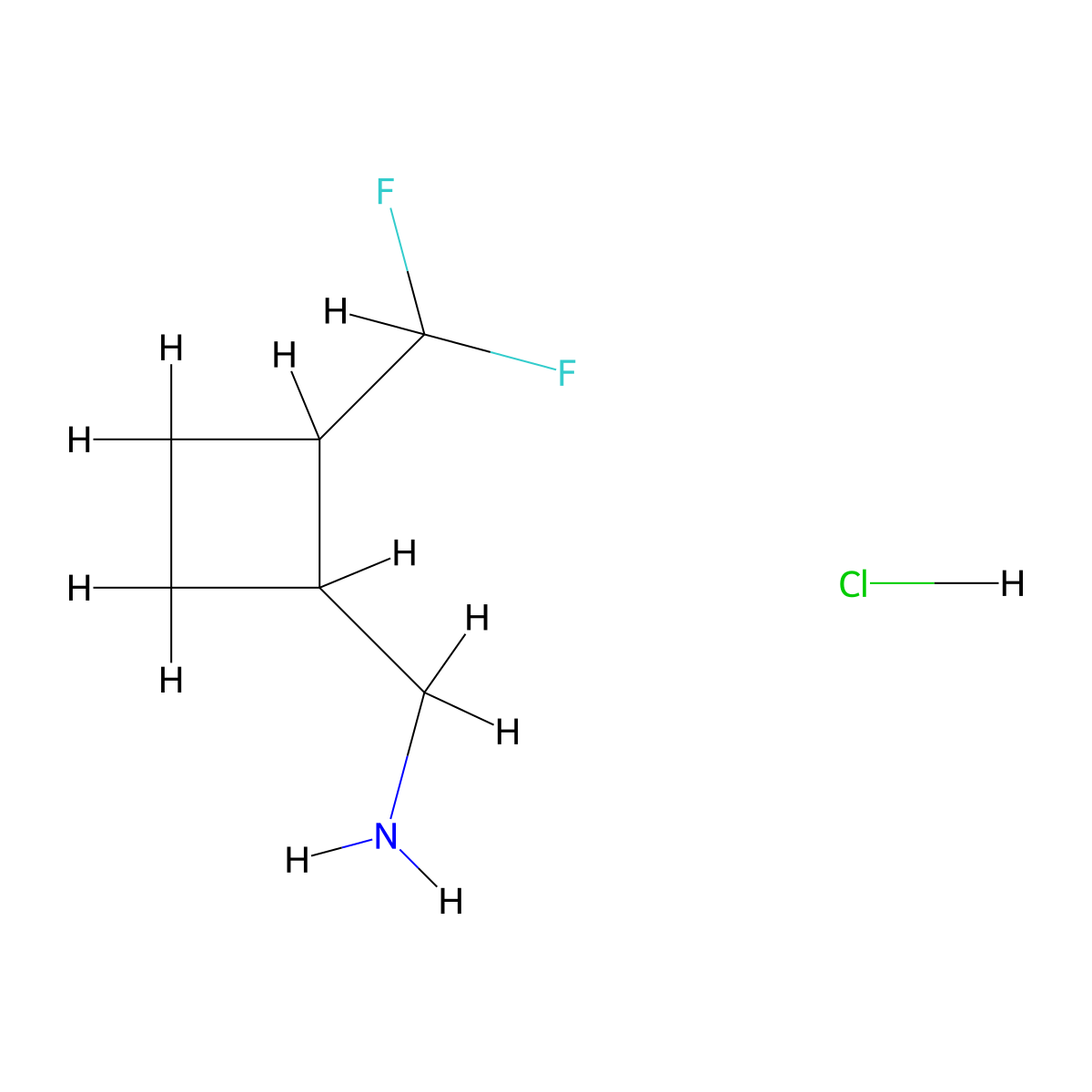 (2-(Difluoromethyl)cyclobutyl)methanamine hydrochloride molecular structure, CAS 2503209-21-8