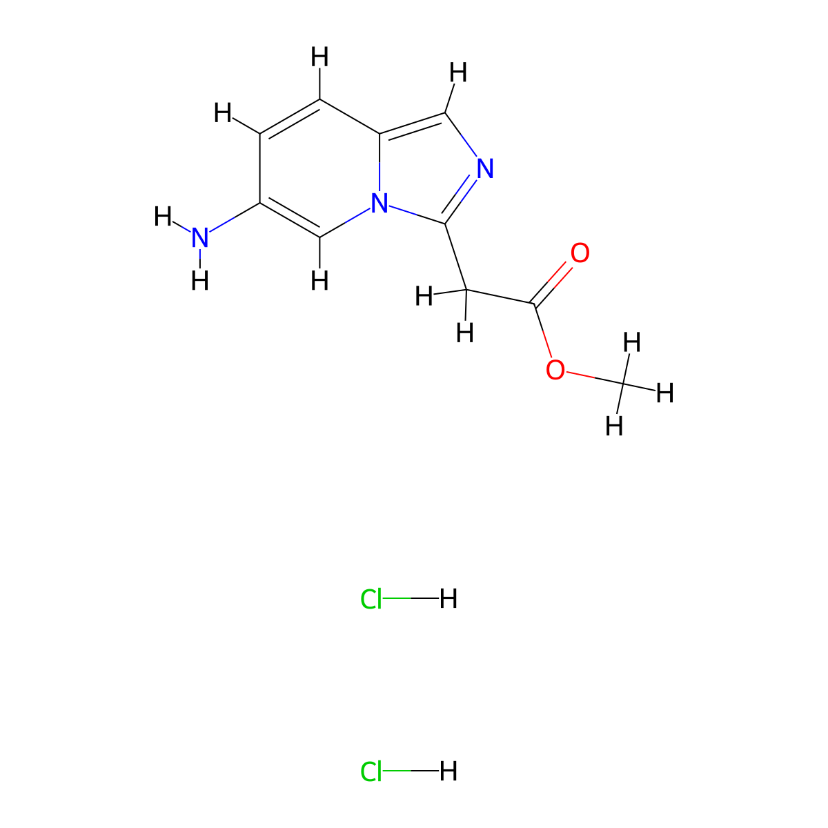 Methyl 2-(6-aminoimidazo(1,5-a)pyridin-3-yl)acetate dihydrochloride molecular structure, CAS 2503209-28-5