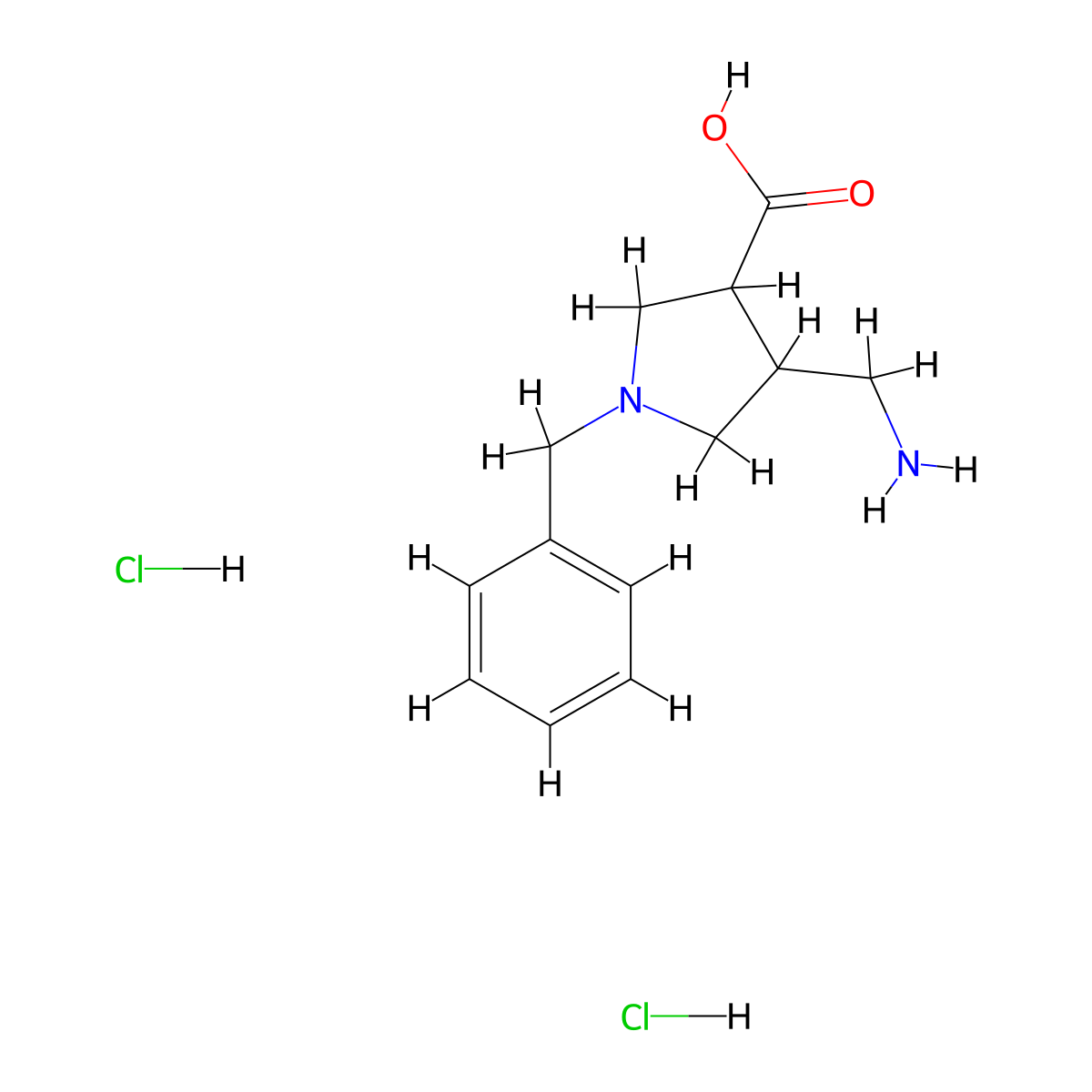 4-(Aminomethyl)-1-benzylpyrrolidine-3-carboxylic acid dihydrochloride molecular structure, CAS 2503209-29-6