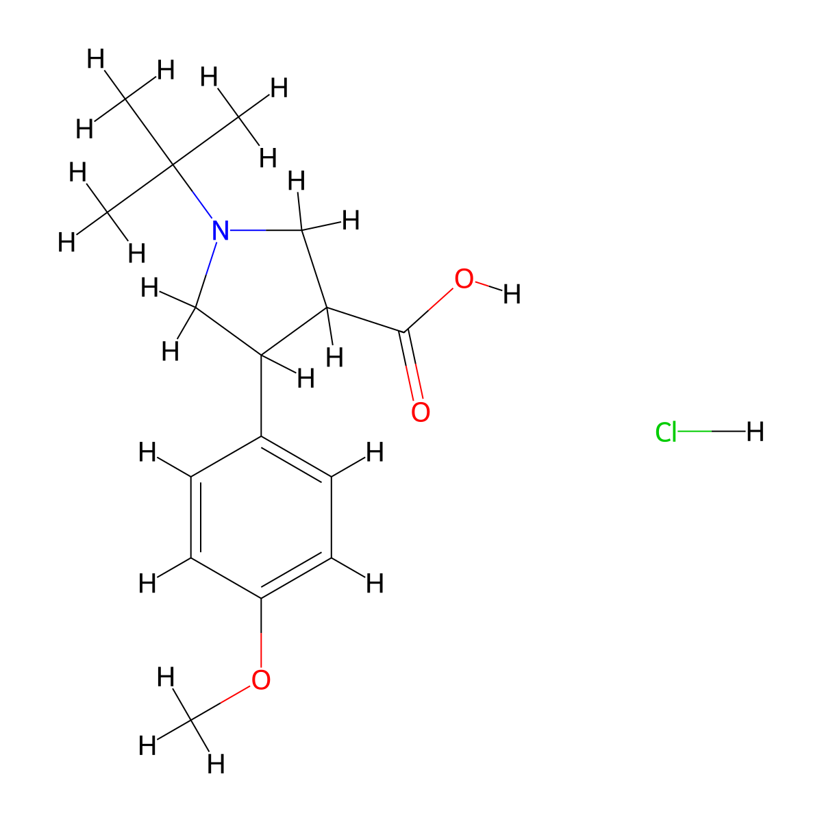 1-Tert-butyl-4-(4-methoxyphenyl)pyrrolidine-3-carboxylic acid hydrochloride molecular structure, CAS 2503209-30-9