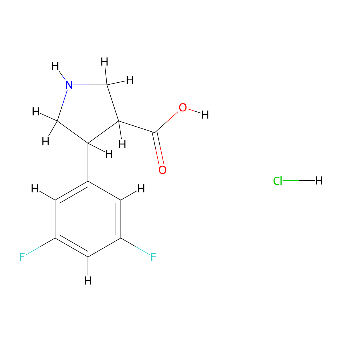 4-(3,5-Difluorophenyl)pyrrolidine-3-carboxylic acid hydrochloride molecular structure, CAS 2503209-32-1