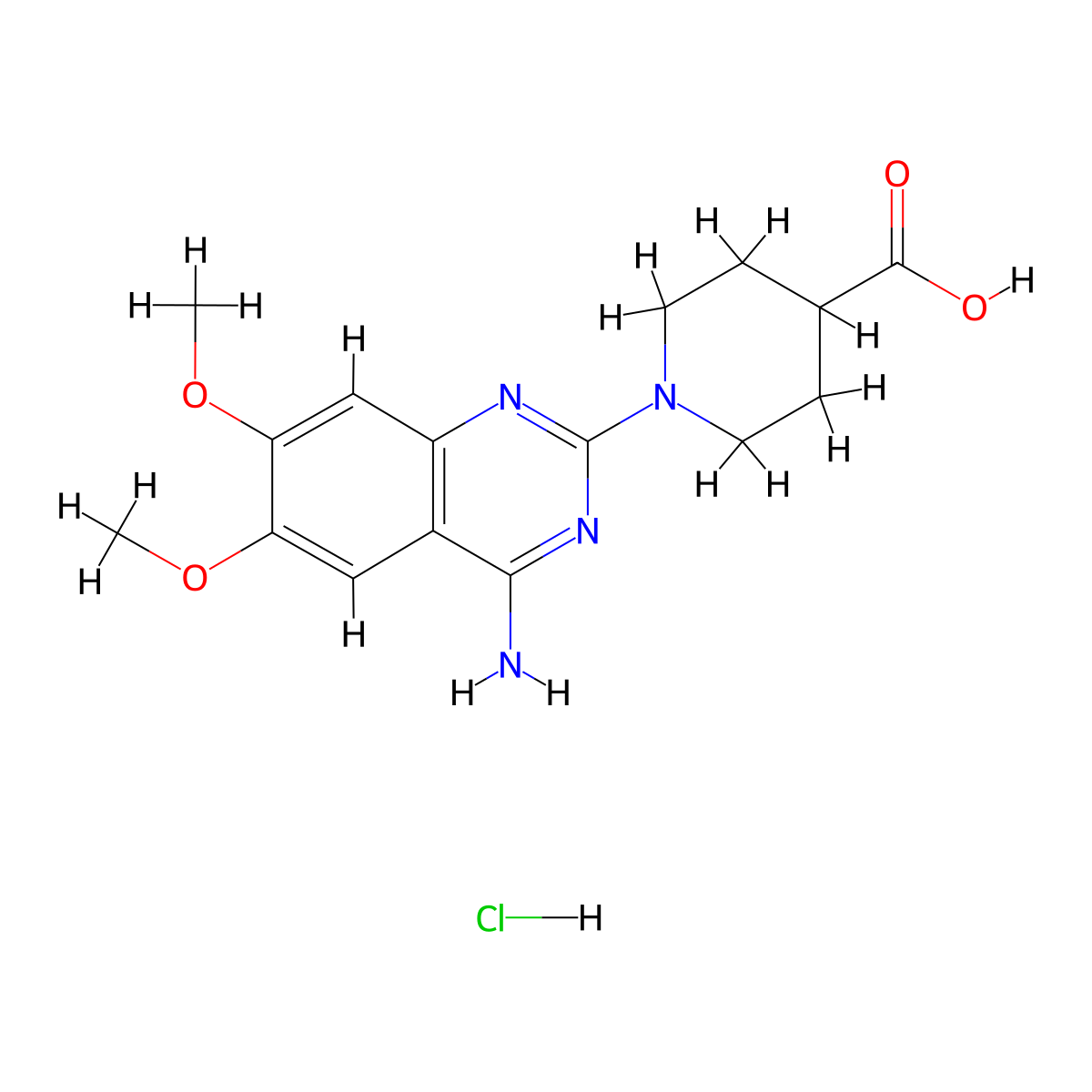 1-(4-Amino-6,7-dimethoxyquinazolin-2-yl)piperidine-4-carboxylic acid hydrochloride molecular structure, CAS 2503209-34-3