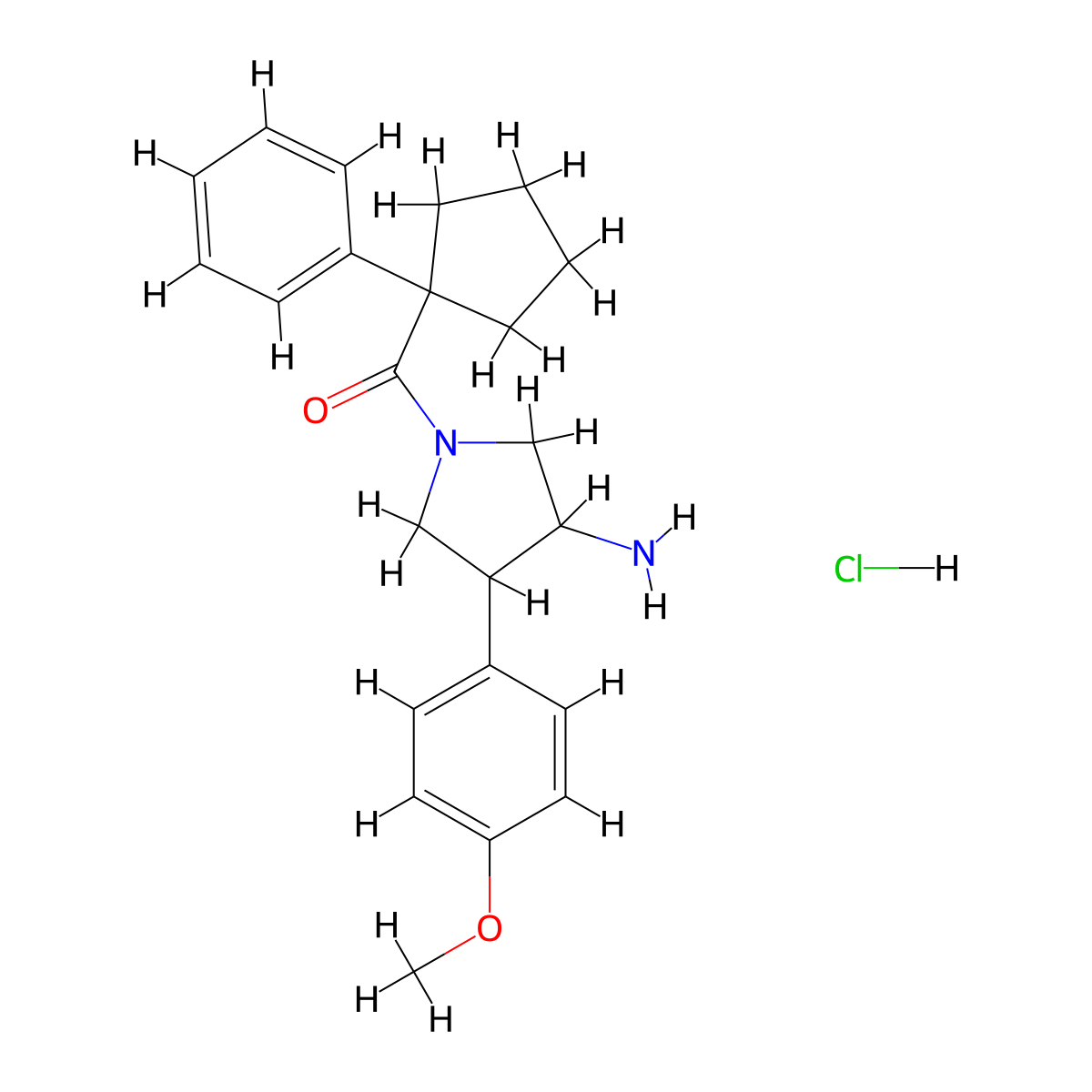 4-(4-Methoxyphenyl)-1-(1-phenylcyclopentanecarbonyl)pyrrolidin-3-amine hydrochloride molecular structure, CAS 2503209-38-7