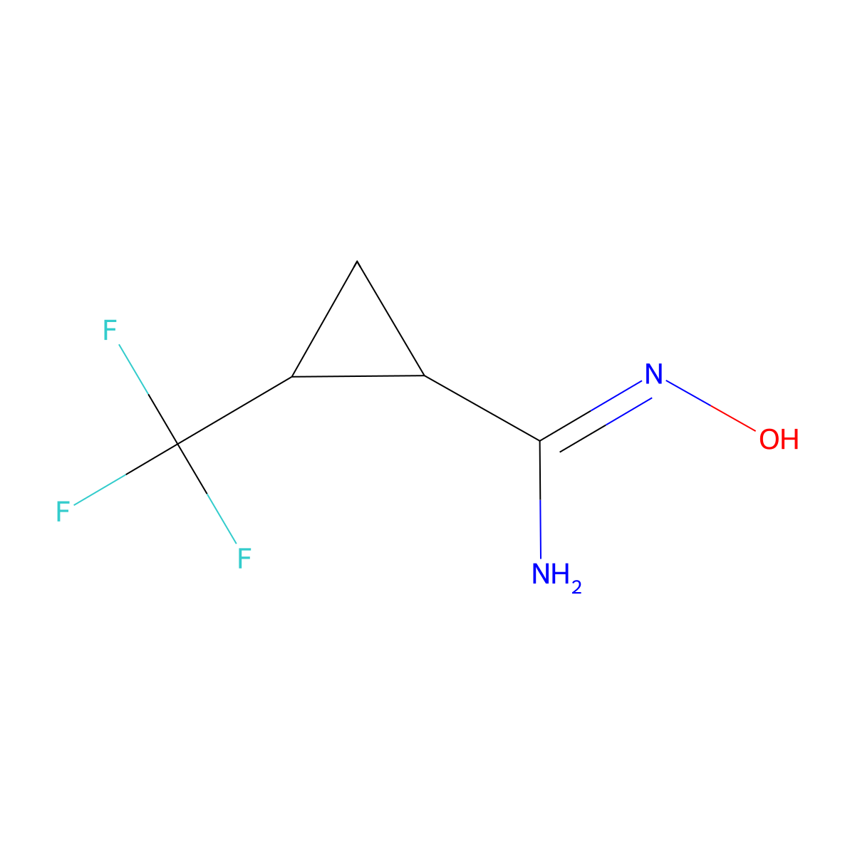 N'-hydroxy-2-(trifluoromethyl)cyclopropane-1-carboximidamide molecular structure, CAS 2503227-25-4