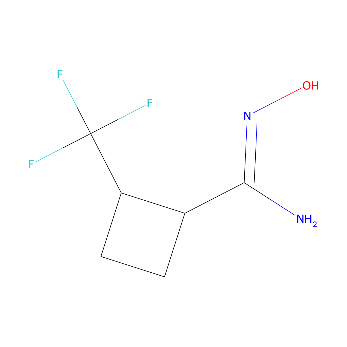 N'-hydroxy-2-(trifluoromethyl)cyclobutane-1-carboximidamide molecular structure, CAS 2503227-28-7