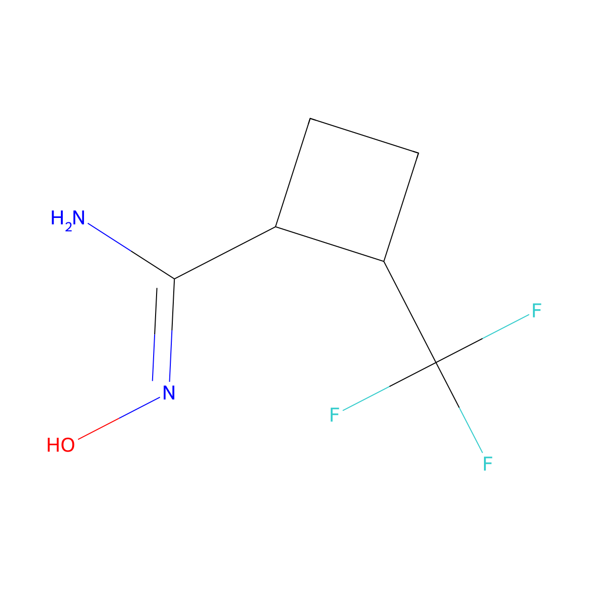 N'-hydroxy-2-(trifluoromethyl)cyclobutane-1-carboximidamide molecular structure, CAS 2503227-28-7