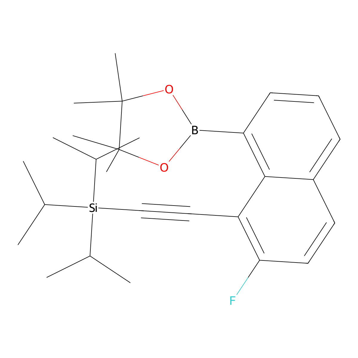 ((2-Fluoro-8-(4,4,5,5-tetramethyl-1,3,2-dioxaborolan-2-yl)naphthalen-1-yl)ethynyl)triisopropylsilane molecular structure, CAS 2503307-87-5