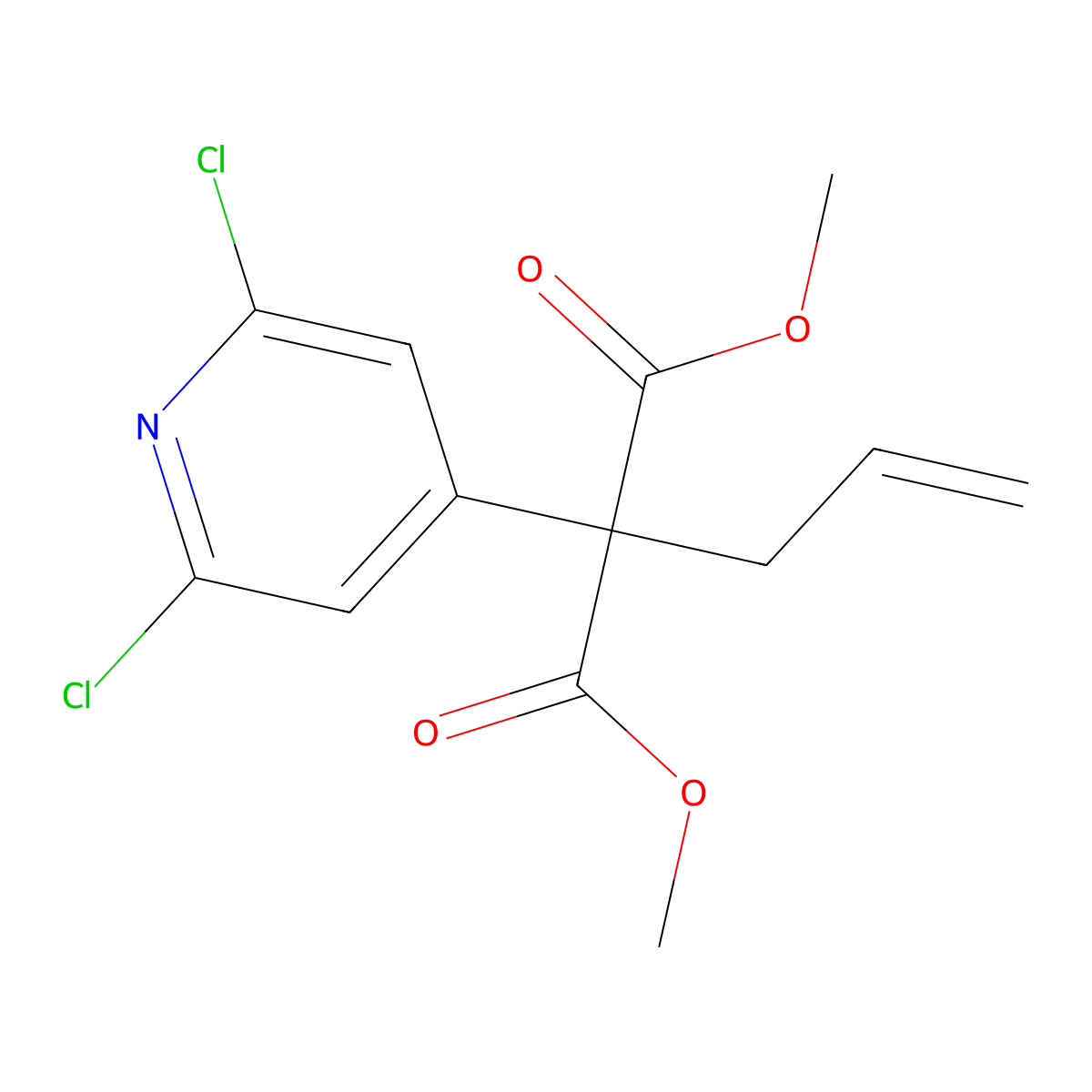 1,3-Dimethyl 2-(2,6-dichloro-4-pyridinyl)-2-(2-propen-1-yl)propanedioate molecular structure, CAS 2503325-65-1