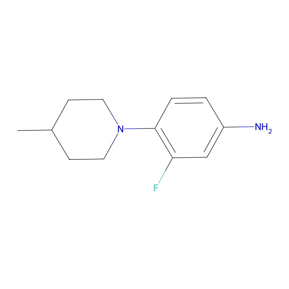 3-Fluoro-4-(4-methylpiperidin-1-yl)aniline molecular structure, CAS 250371-92-7