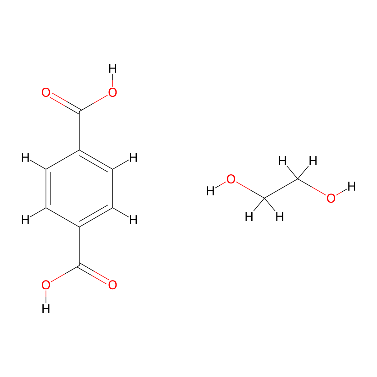 Ethane-1,2-diol;terephthalic acid molecular structure, CAS 25038-59-9