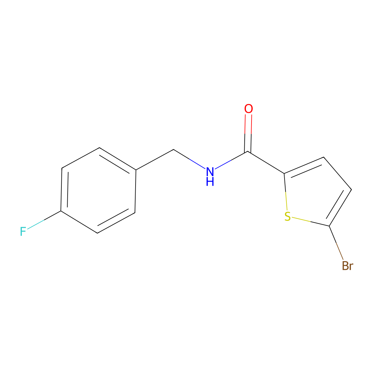5-bromo-N-[(4-fluorophenyl)methyl]thiophene-2-carboxamide molecular structure, CAS 250383-88-1