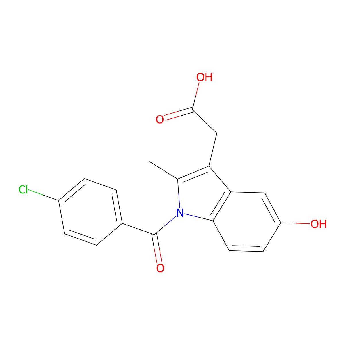 1-(4-Chlorobenzoyl)-5-hydroxy-2-methyl-1H-indole-3-acetic acid molecular structure, CAS 2504-32-7