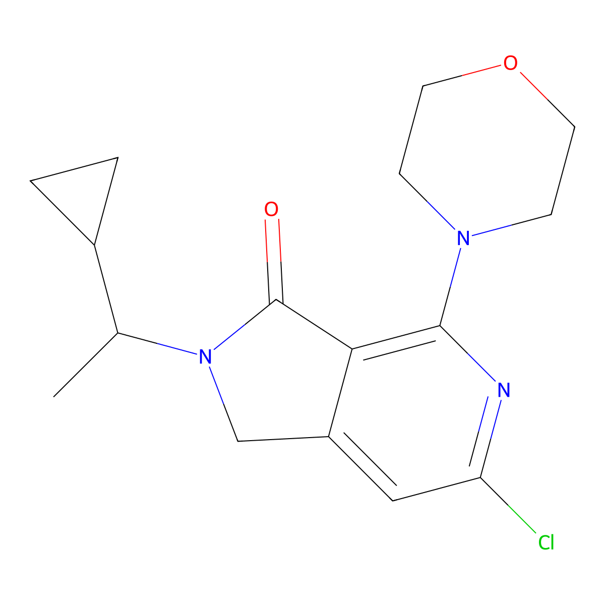 6-Chloro-2-[(1S)-1-cyclopropylethyl]-4-(morpholin-4-yl)-1H,2H,3H-pyrrolo[3,4-c]pyridin-3-one molecular structure, CAS 2504038-45-1