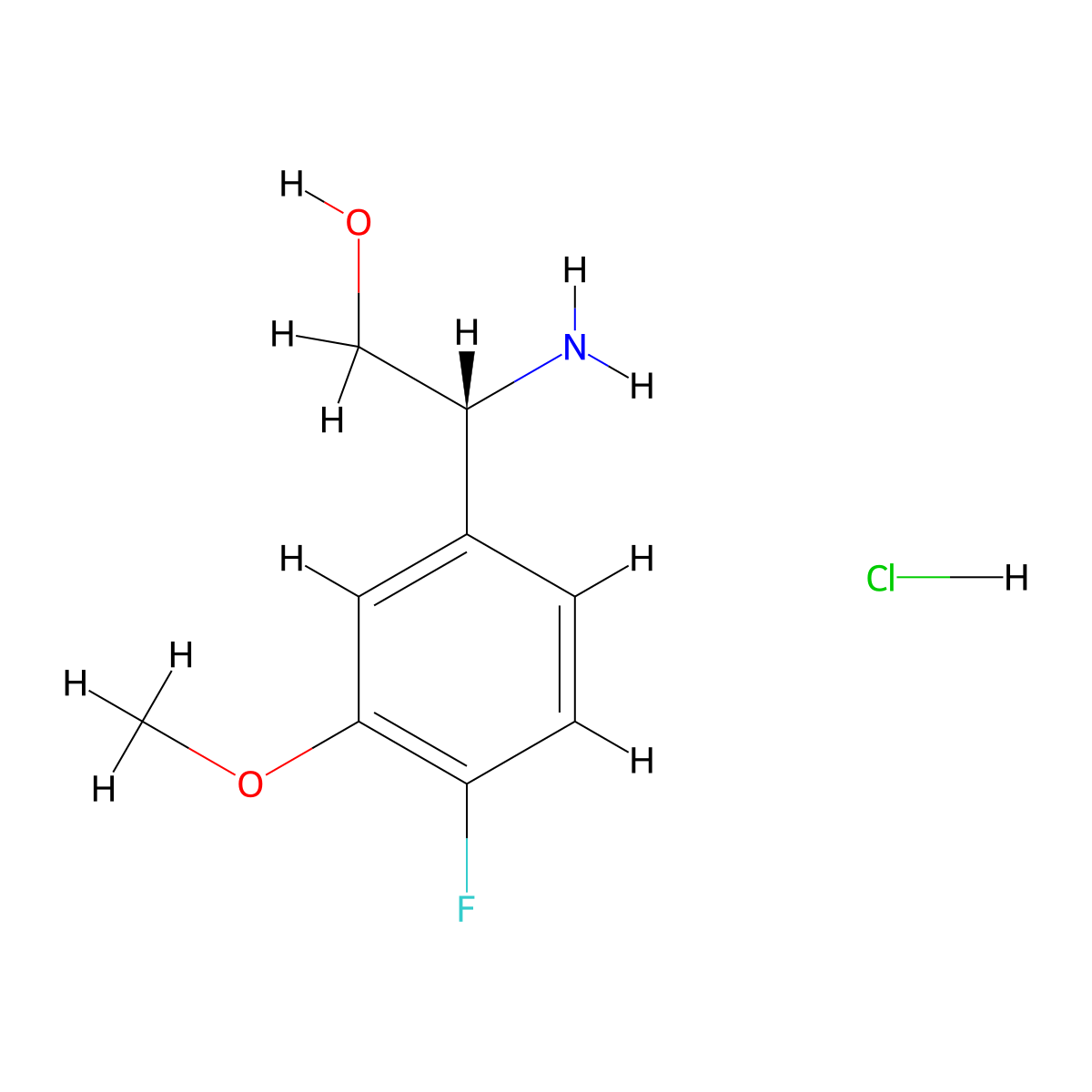 (R)-2-Amino-2-(4-fluoro-3-methoxyphenyl)ethan-1-ol hydrochloride molecular structure, CAS 2504147-29-7