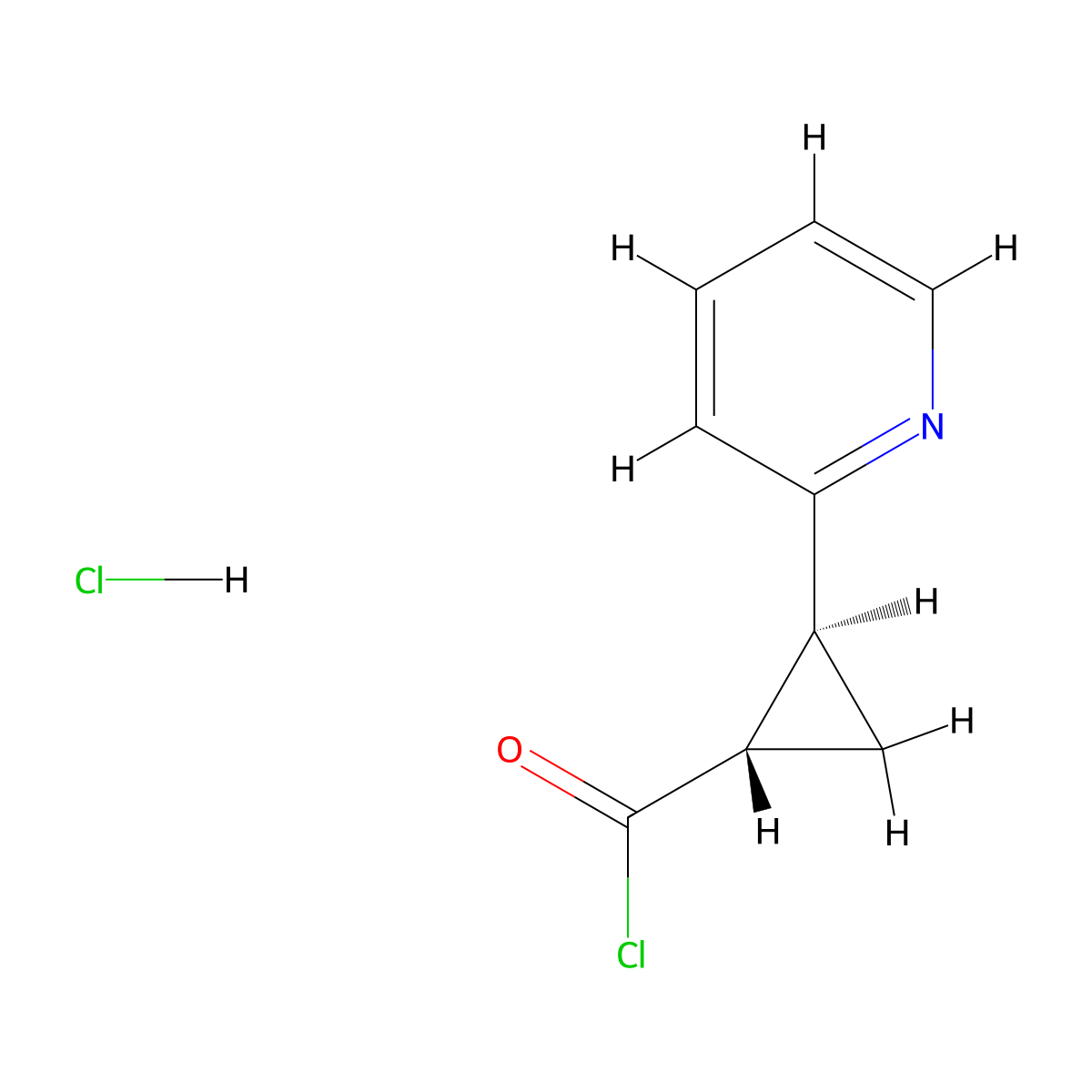 trans-2-(Pyridin-2-YL)cyclopropane-1-carbonyl chloride hcl molecular structure, CAS 2504148-01-8