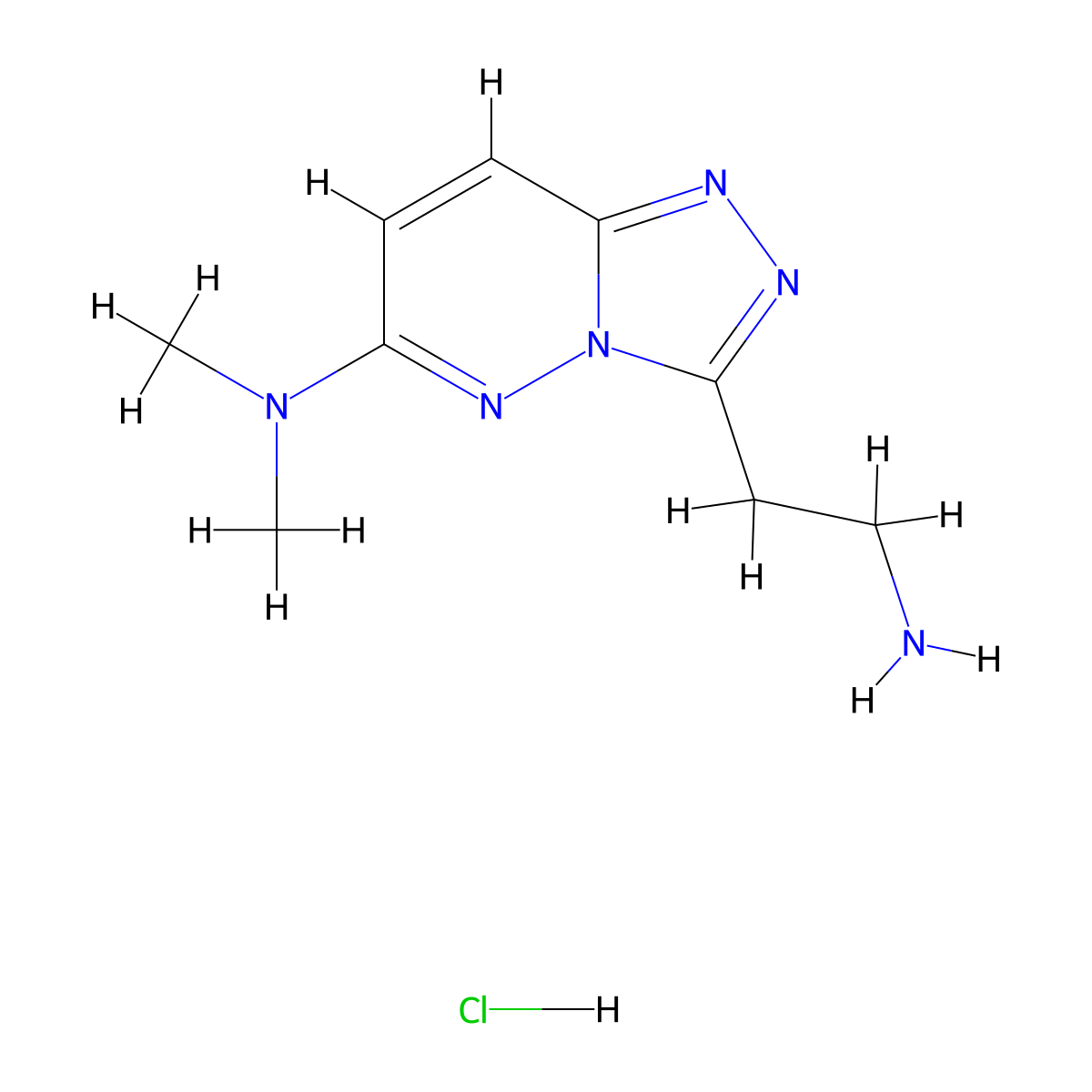 3-(2-Aminoethyl)-N,N-dimethyl[1,2,4]triazolo[4,3-b]pyridazin-6-amine hydrochloride molecular structure, CAS 2504201-31-2