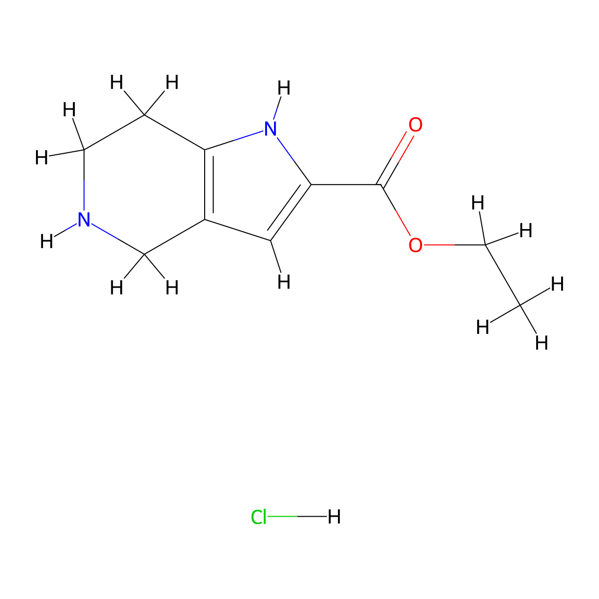 ethyl 4,5,6,7-tetrahydro-1H-pyrrolo[3,2-c]pyridine-2-carboxylate;hydrochloride molecular structure, CAS 2504201-65-2