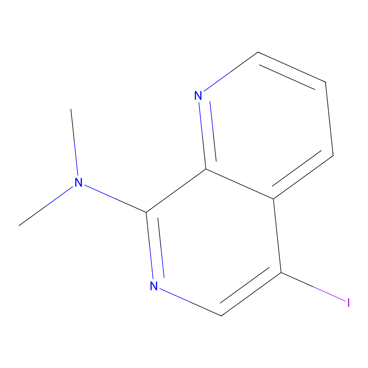 5-iodo-N,N-dimethyl-1,7-naphthyridin-8-amine molecular structure, CAS 2504201-66-3
