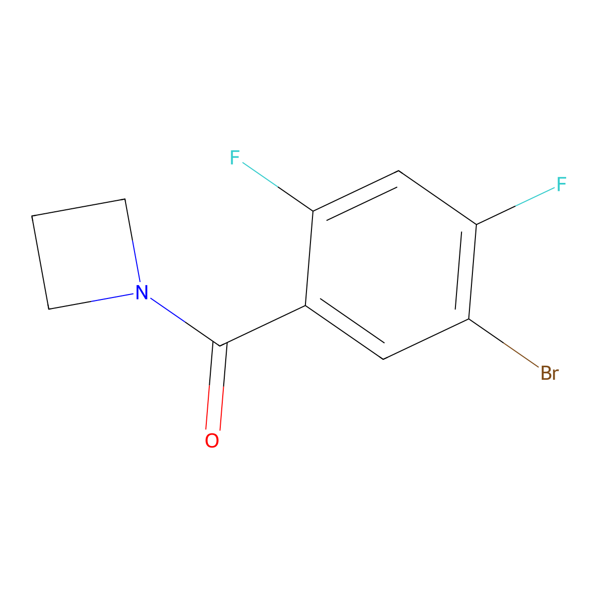 Azetidin-1-yl(5-bromo-2,4-difluorophenyl)methanone molecular structure, CAS 2504201-80-1