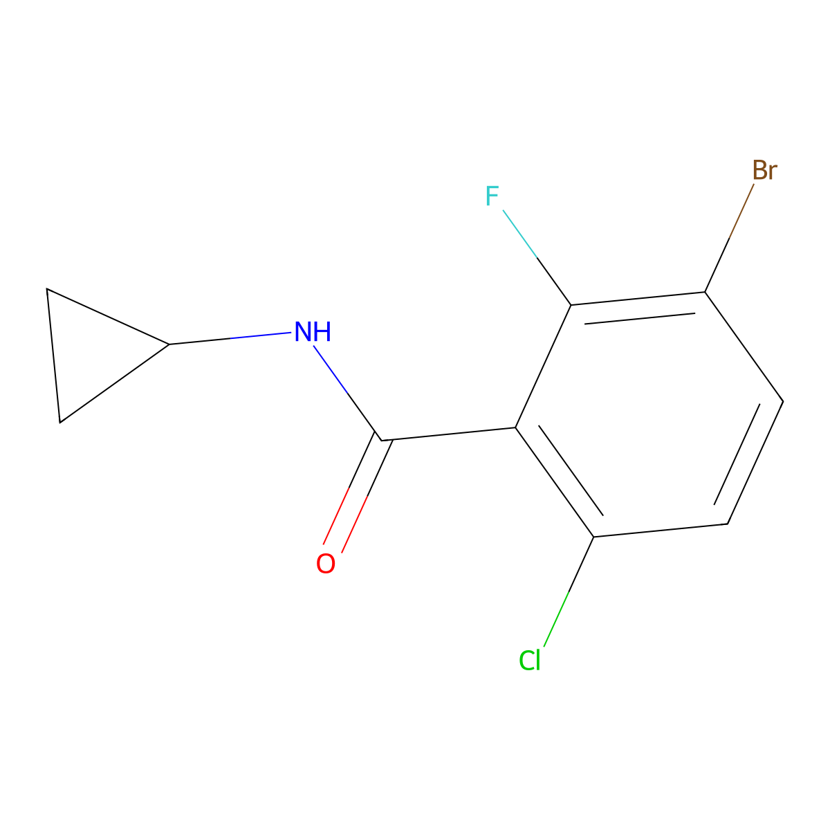 3-Bromo-6-chloro-N-cyclopropyl-2-fluorobenzamide molecular structure, CAS 2504201-83-4