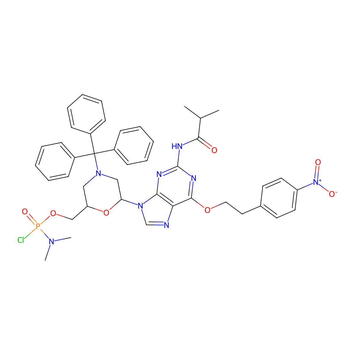 Morpholino o6-(p-nitrophenethyl) g monomer molecular structure, CAS 2504201-88-9