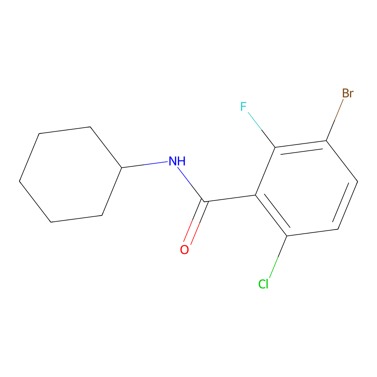 3-Bromo-6-chloro-N-cyclohexyl-2-fluorobenzamide molecular structure, CAS 2504202-19-9