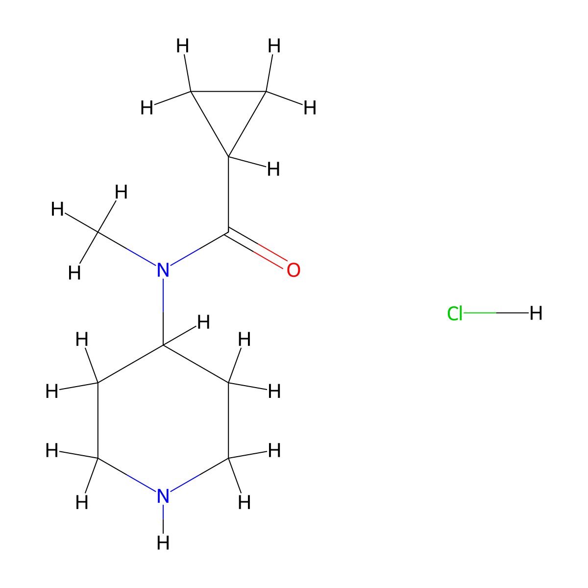 N-methyl-N-(piperidin-4-yl)cyclopropanecarboxamide hydrochloride molecular structure, CAS 2504202-50-8