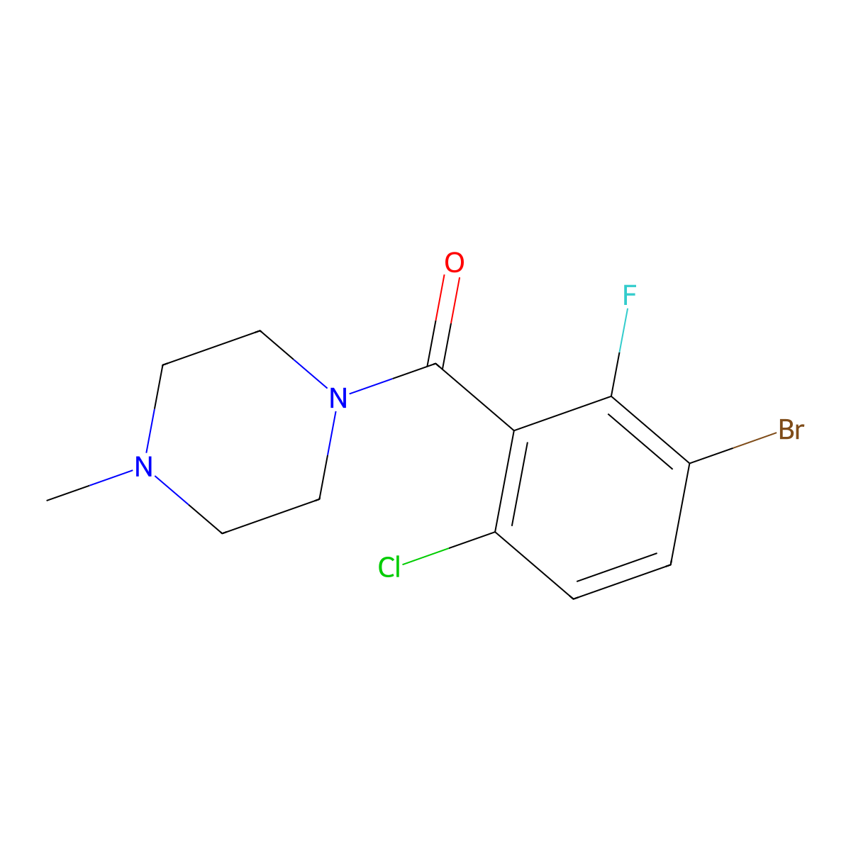 (3-Bromo-6-chloro-2-fluorophenyl)(4-methylpiperazin-1-YL)methanone molecular structure, CAS 2504202-64-4