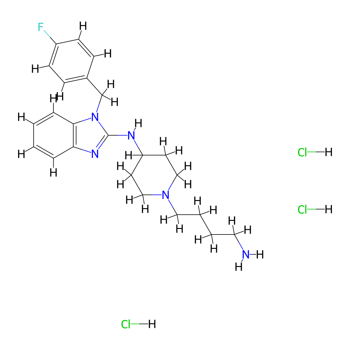 N-(1-(4-Aminobutyl)piperidin-4-YL)-1-(4-fluorobenzyl)-1H-benzo[D]imidazol-2-amine trihydrochloride molecular structure, CAS 2504202-99-5