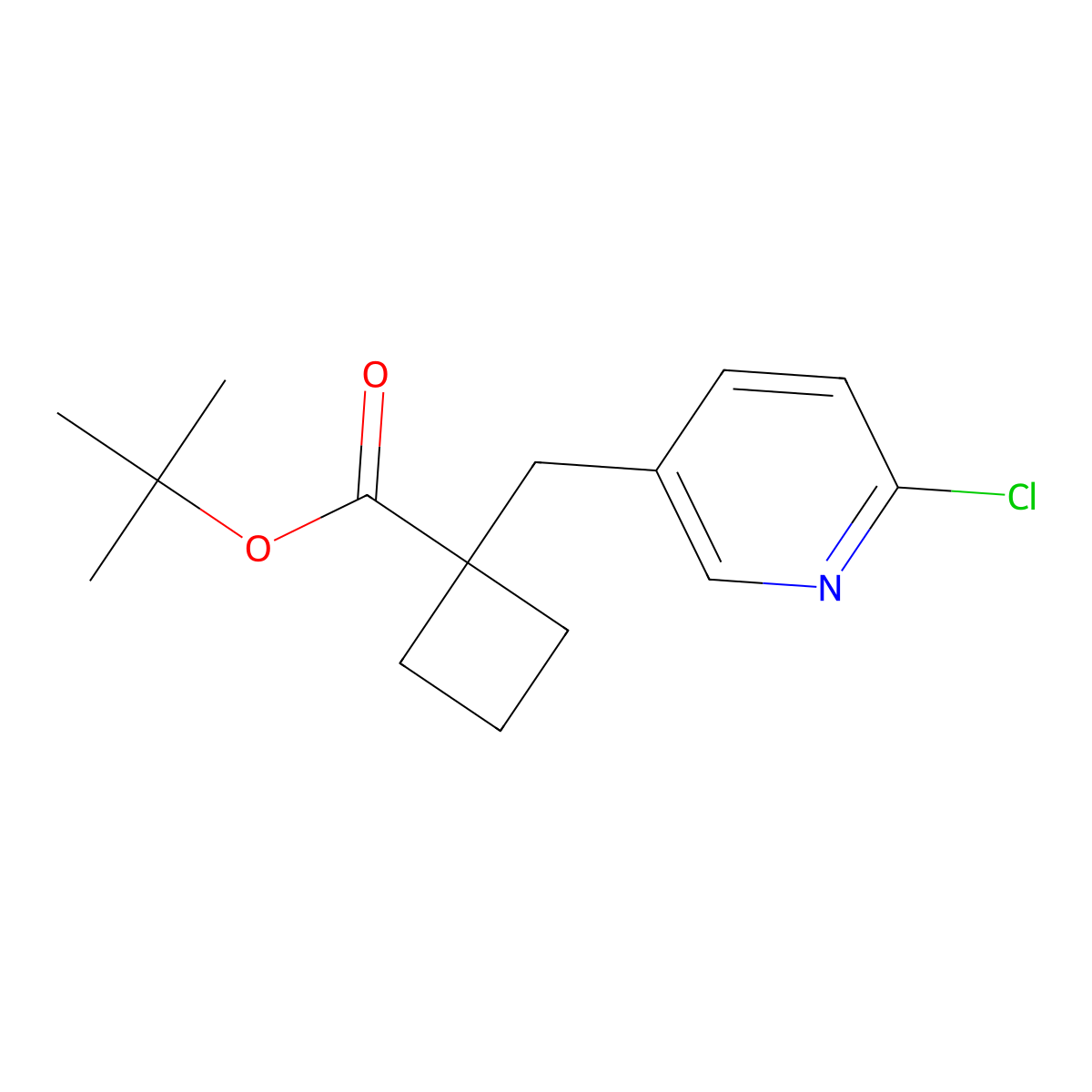 Tert-butyl 1-[(6-chloropyridin-3-yl)methyl]cyclobutane-1-carboxylate molecular structure, CAS 2504203-03-4