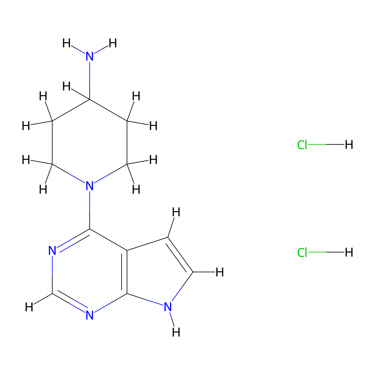 1-(7H-Pyrrolo[2,3-D]pyrimidin-4-YL)piperidin-4-amine dihydrochloride molecular structure, CAS 2504203-66-9