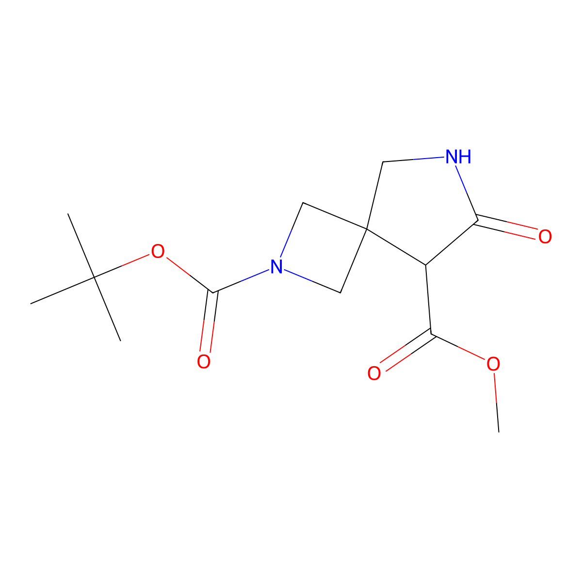 2-Tert-butyl 8-methyl 7-oxo-2,6-diazaspiro[3.4]octane-2,8-dicarboxylate molecular structure, CAS 2504203-78-3