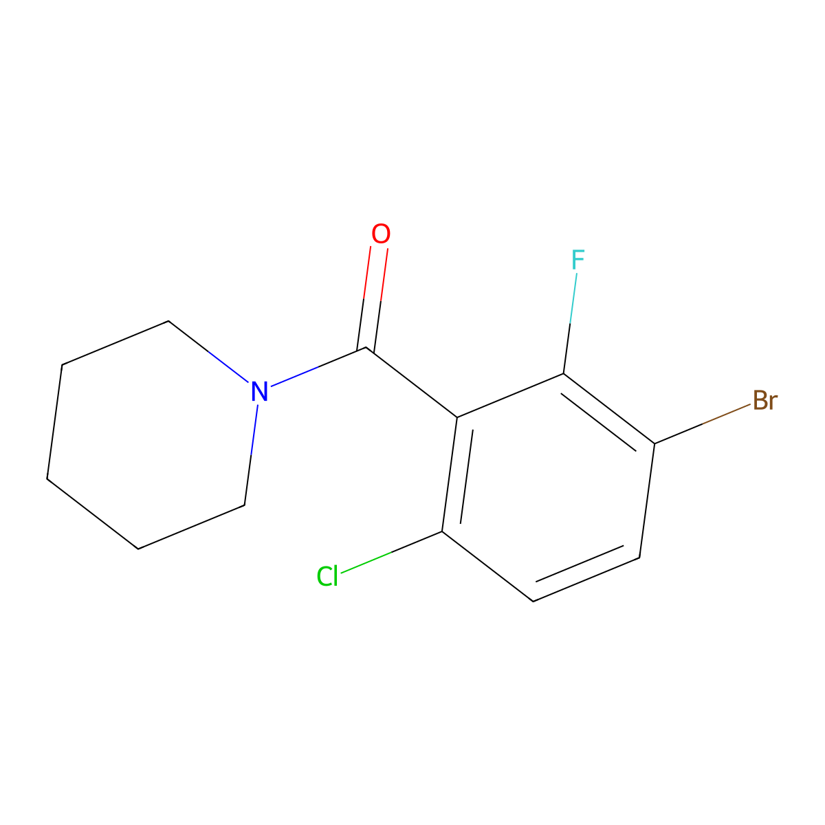 (3-Bromo-6-chloro-2-fluorophenyl)(piperidin-1-YL)methanone molecular structure, CAS 2504203-91-0