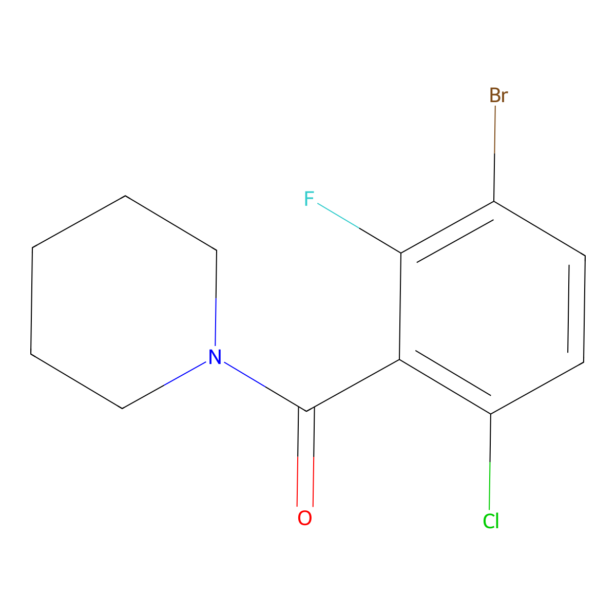 (3-Bromo-6-chloro-2-fluorophenyl)(piperidin-1-YL)methanone molecular structure, CAS 2504203-91-0