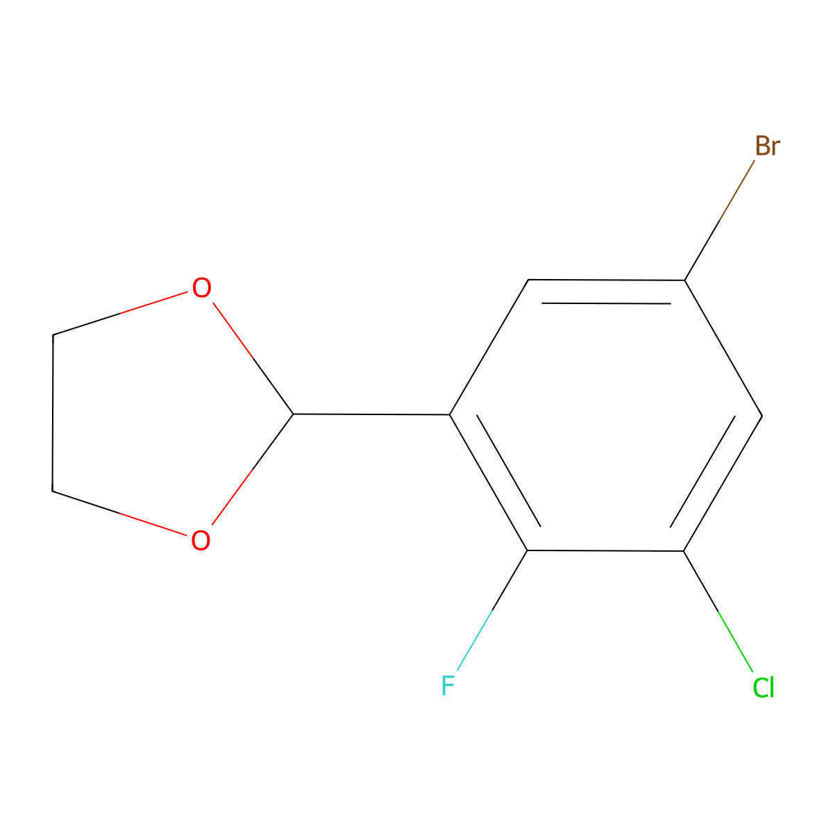 2-(5-Bromo-3-chloro-2-fluorophenyl)-1,3-dioxolane molecular structure, CAS 2504204-09-3