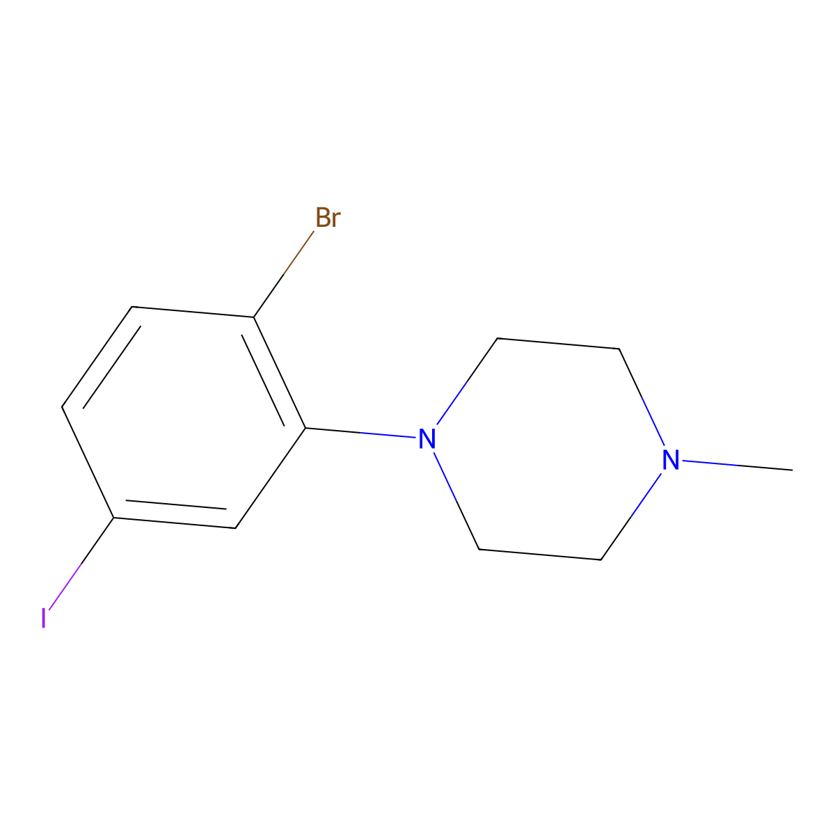 1-(2-Bromo-5-iodophenyl)-4-methylpiperazine molecular structure, CAS 2504204-20-8