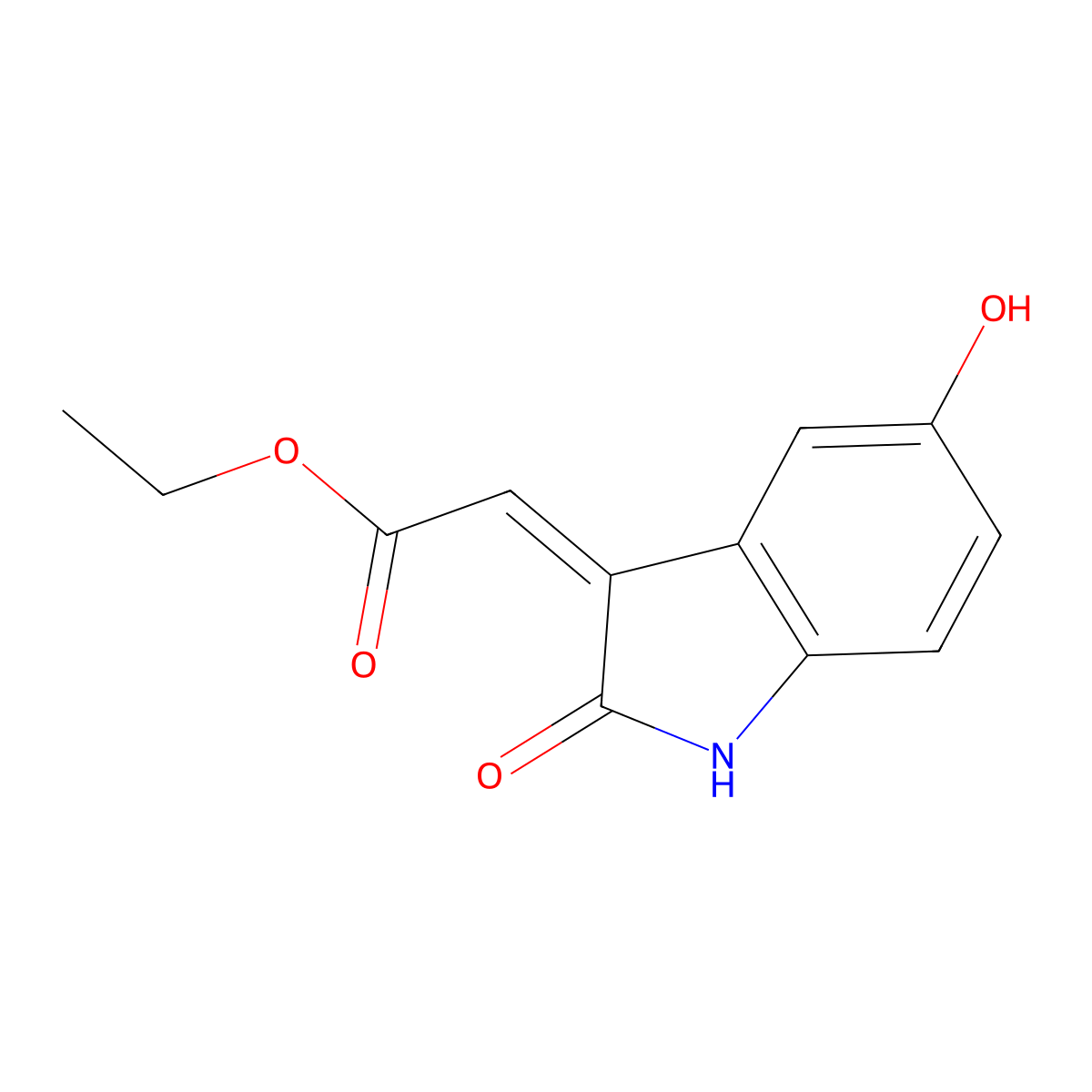 (E)-Ethyl 2-(5-hydroxy-2-oxoindolin-3-ylidene)acetate molecular structure, CAS 2504221-43-4