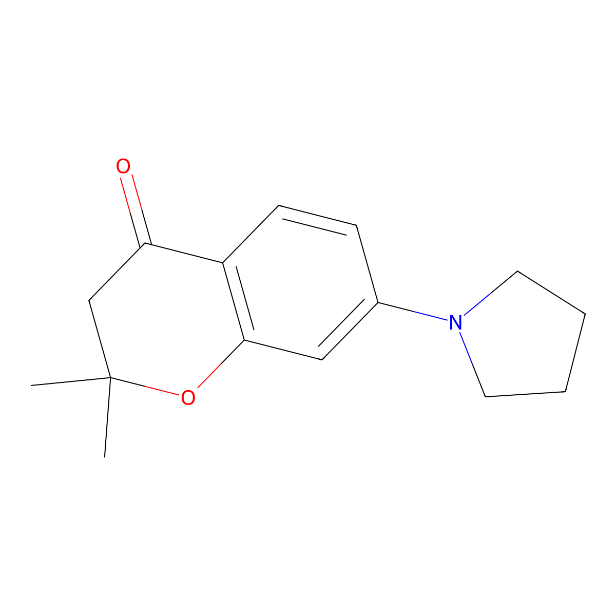 2,2-dimethyl-7-(pyrrolidin-1-yl)-3,4-dihydro-2H-1-benzopyran-4-one molecular structure, CAS 2504224-36-4