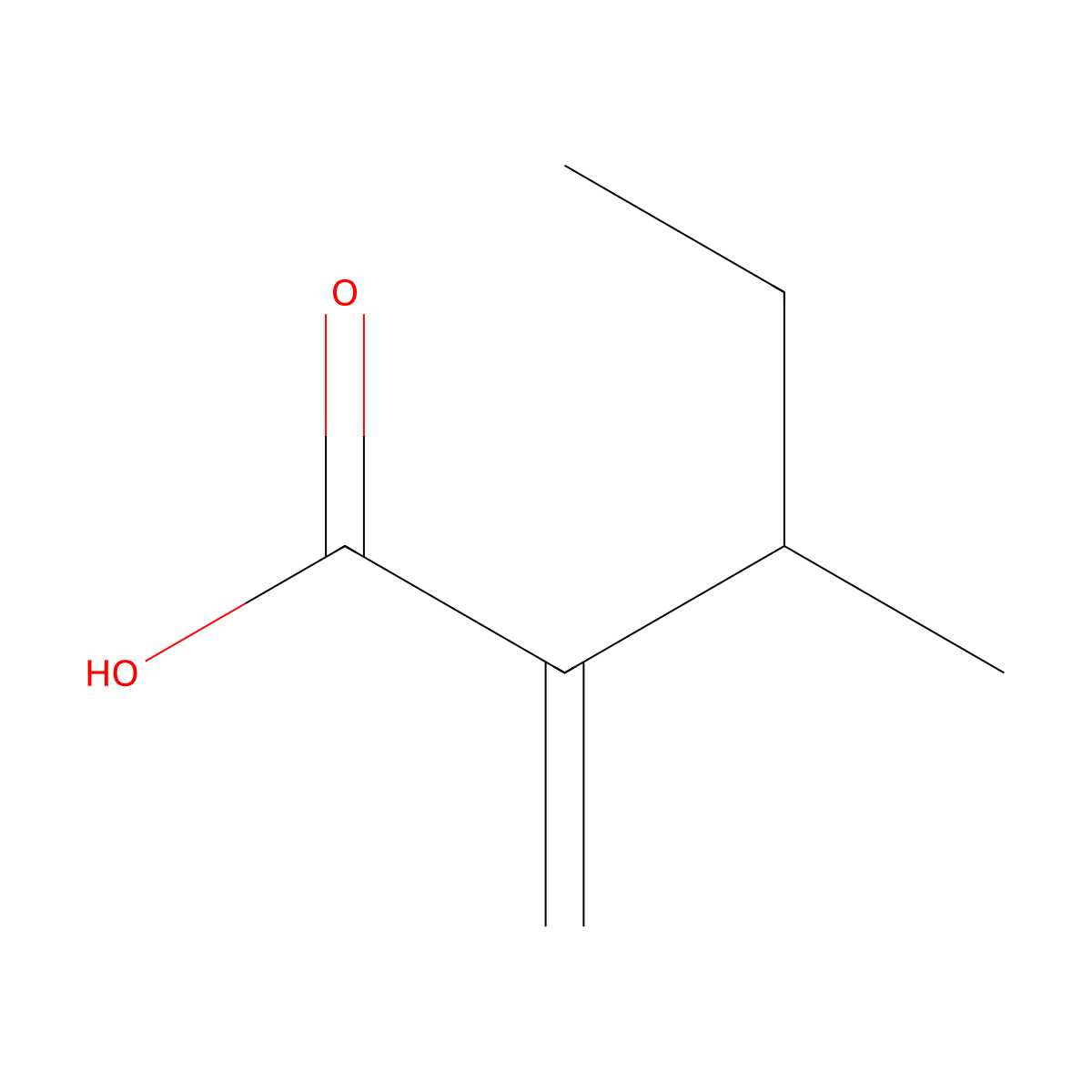3-Methyl-2-methylidenepentanoic acid molecular structure, CAS 25044-06-8
