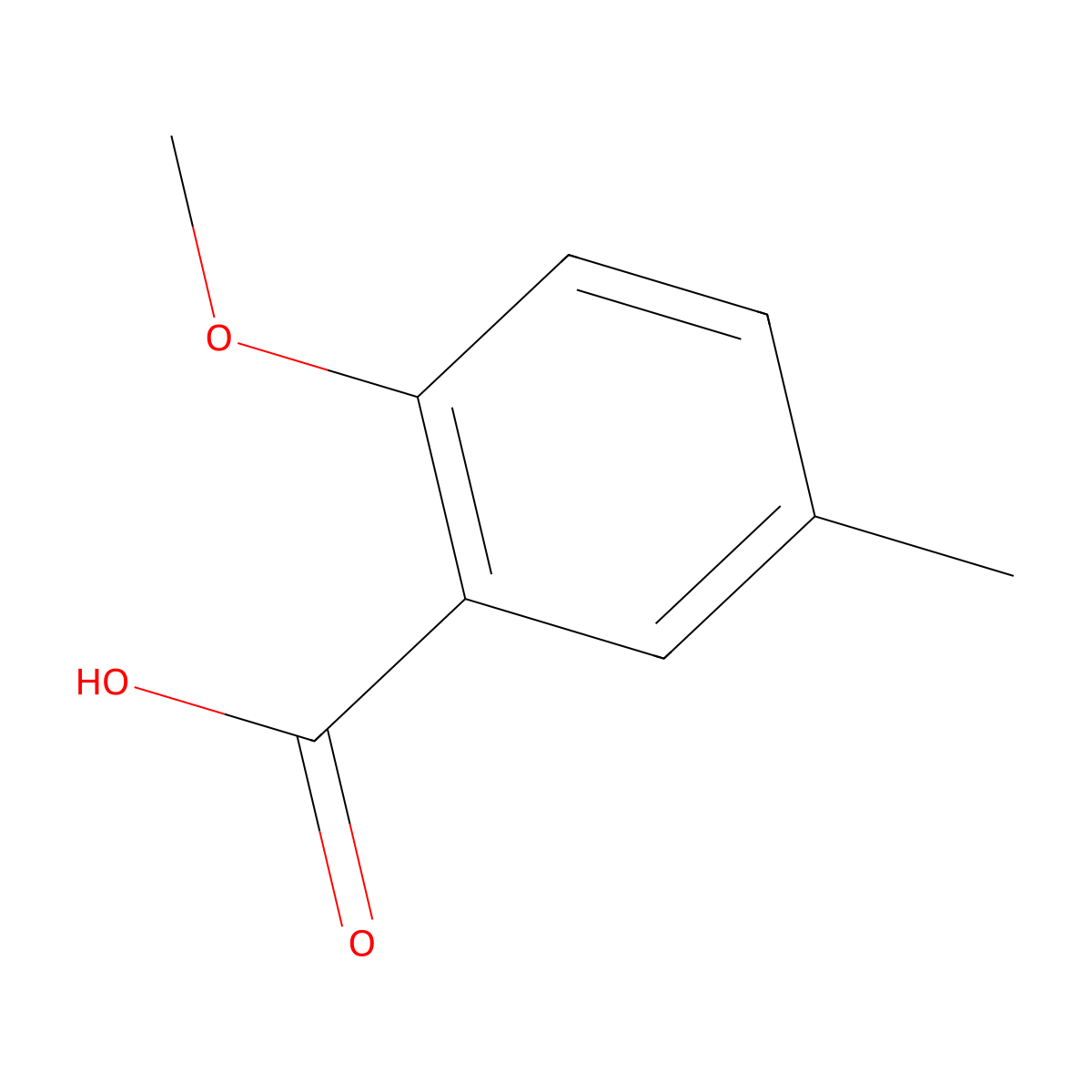 2-Methoxy-5-methylbenzoic acid molecular structure, CAS 25045-36-7